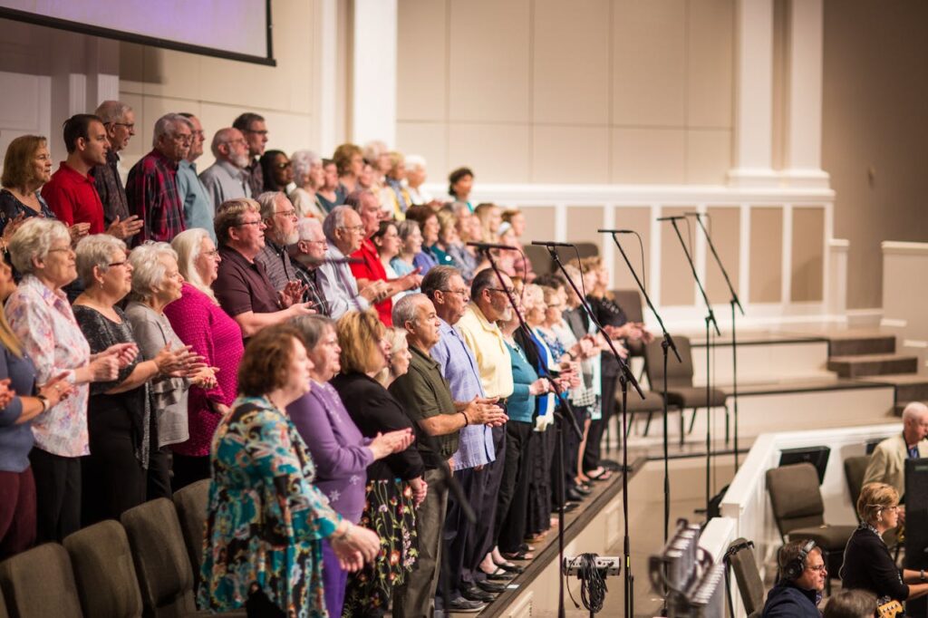 Mastering the First Impression: Your intriguing post title goes here A diverse choir performing in a modern church setting, showcasing unity and harmony.